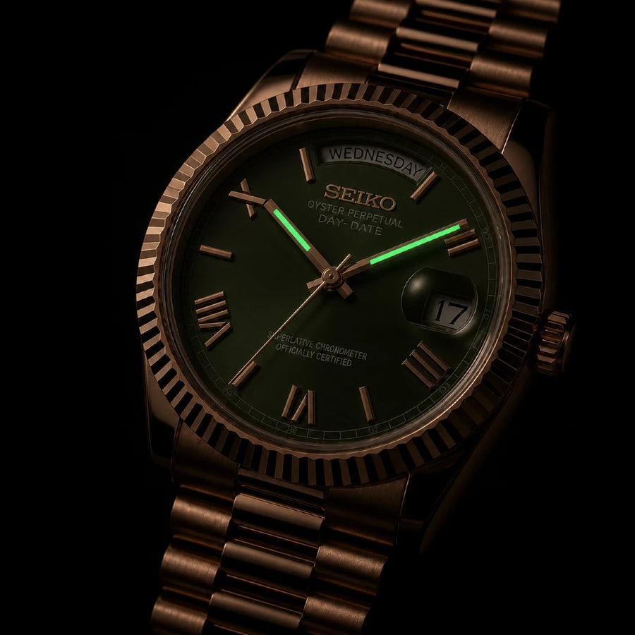 SEIKODATE | ROMAN GREEN ROSE GOLD