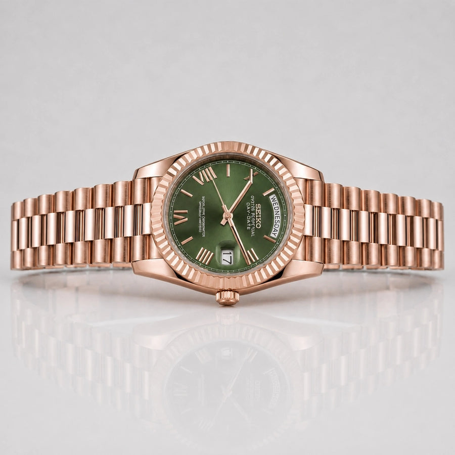 SEIKODATE | ROMAN GREEN ROSE GOLD
