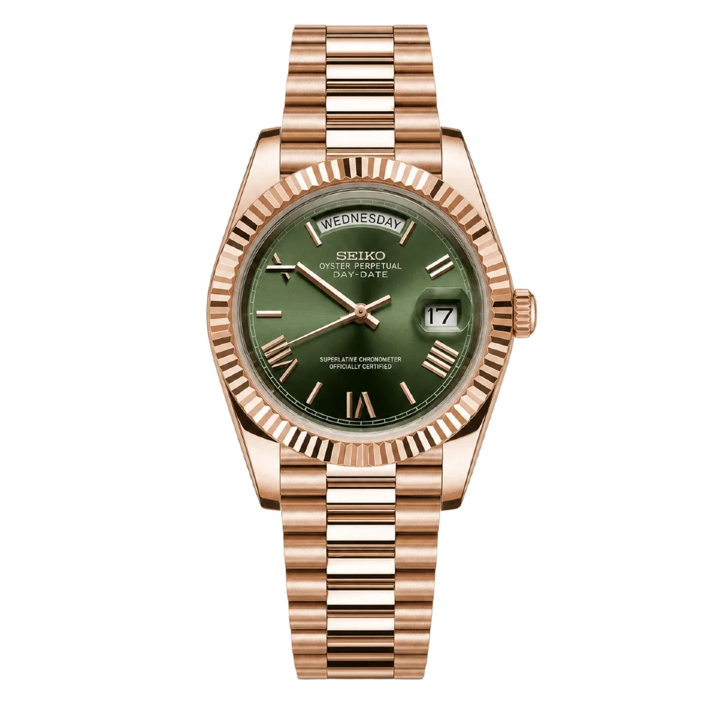 SEIKODATE | ROMAN GREEN ROSE GOLD