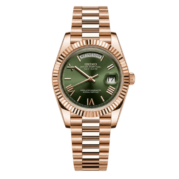 SEIKODATE | ROMAN GREEN ROSE GOLD