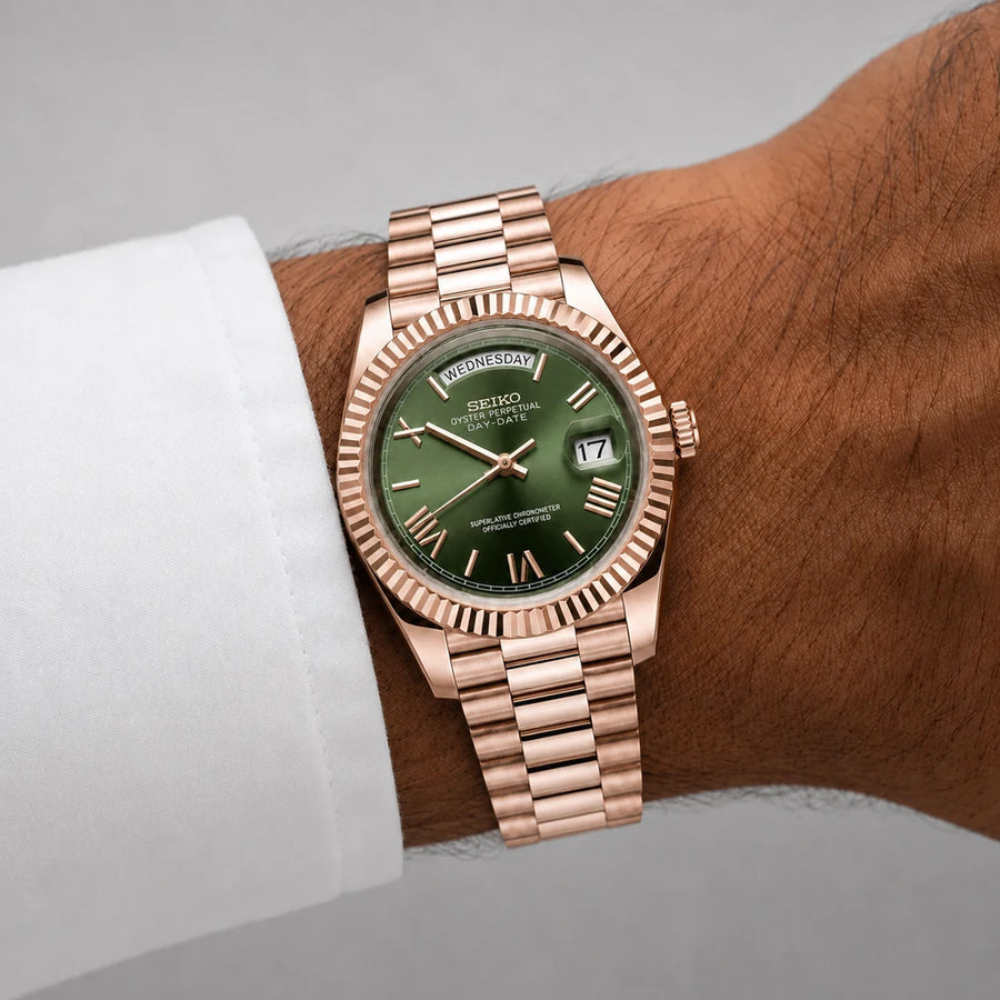 SEIKODATE | ROMAN GREEN ROSE GOLD