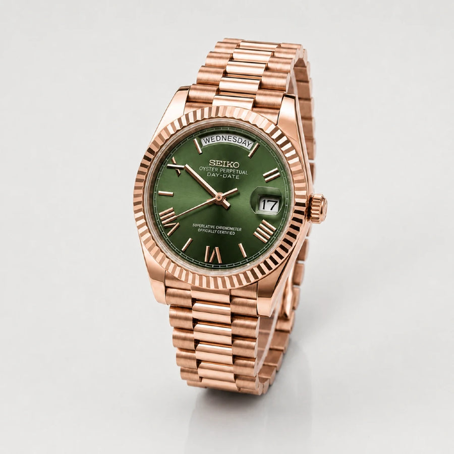 SEIKODATE | ROMAN GREEN ROSE GOLD